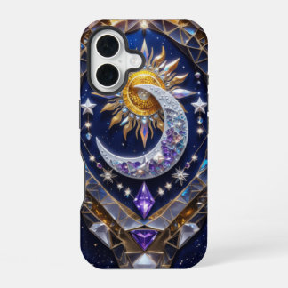 Coque iPhone 16 Conception radiante du soleil céleste et de la lun