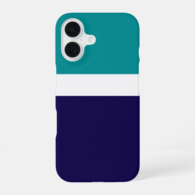 Coque iPhone 16 Conception turquoise de blocs de couleur bleu blan (Verso)