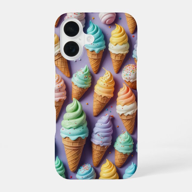 Coque iPhone 16 Cones De Crème De Glace Avec Saupoudrages (Verso)