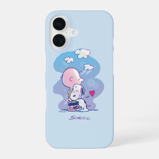 Coque iPhone 16 Confort et sécurité | Charlie & Snoopy Hug (Verso)