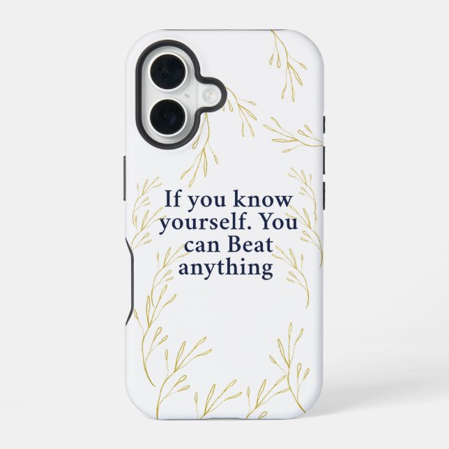 Coque iPhone 16 Connaissez-vous - Citation motivationnelle puissan (Verso)