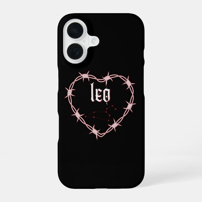 Coque iPhone 16 Constellation du Lion Gothique Anniversaire Sombre (Verso)