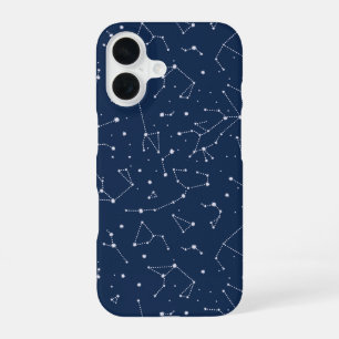 Coque iPhone 16 Constellations Starry Sky Navy Blue