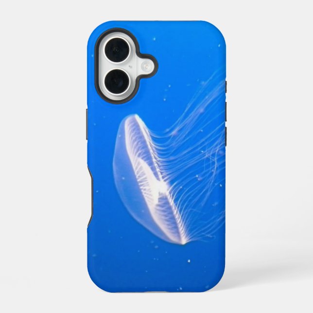 Coque iPhone 16 Cool méduse Tentacles Bleu clair Eau (Verso)