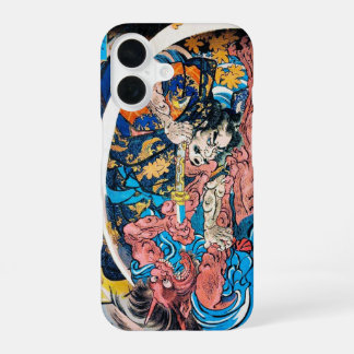 Coque iPhone 16 Cool oriental japonais ancien Samurai démon combat