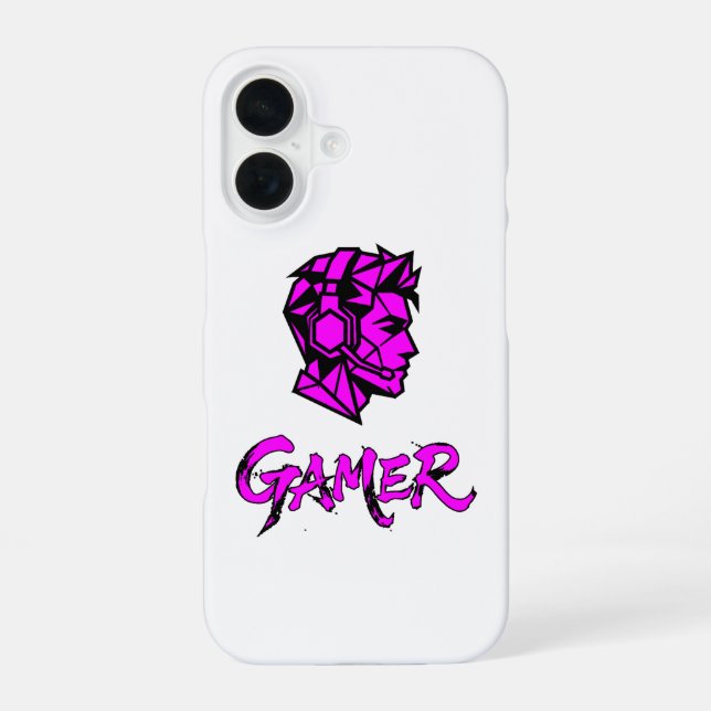 Coque iPhone 16 Cool Pink Geometric Gamer  (Verso)
