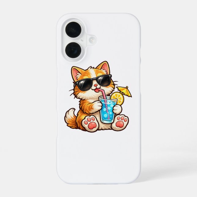 Coque iPhone 16 Cool Summer Cat (Verso)