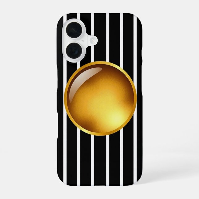 Coque iPhone 16 Coque Abstrait Golden Horizon (Verso)
