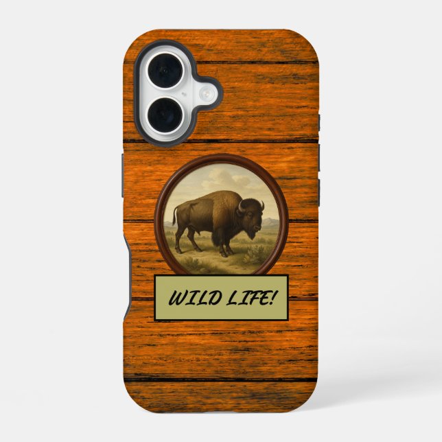 Coque iPhone 16 Coque-coque iphone du grain de bison américain (Verso)