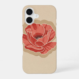 Coque iPhone 16 Coquelicot stylisé vintage