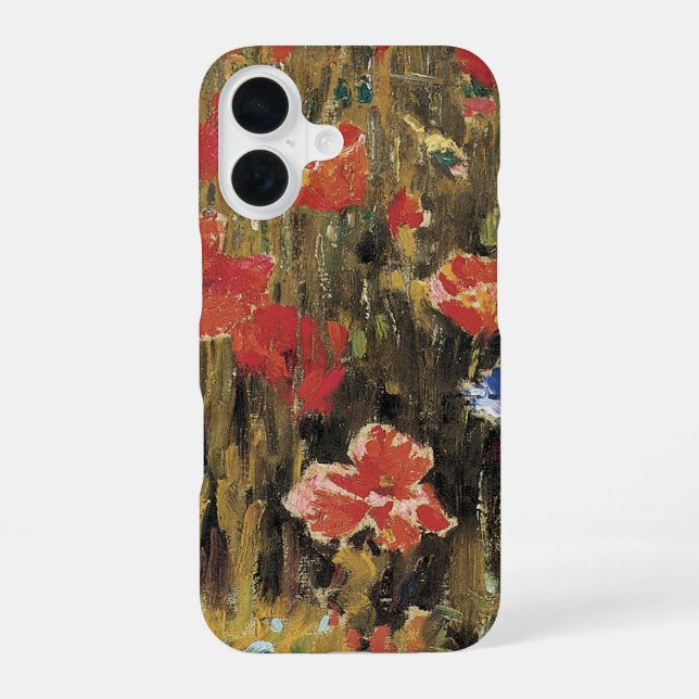 Coque iPhone 16 Coquelicots par Robert Vonnoh, Impressionnisme Vin (Verso)