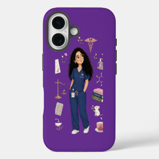 Coque iPhone 16 Coques de téléphone violettes pour pharmacien 3D m