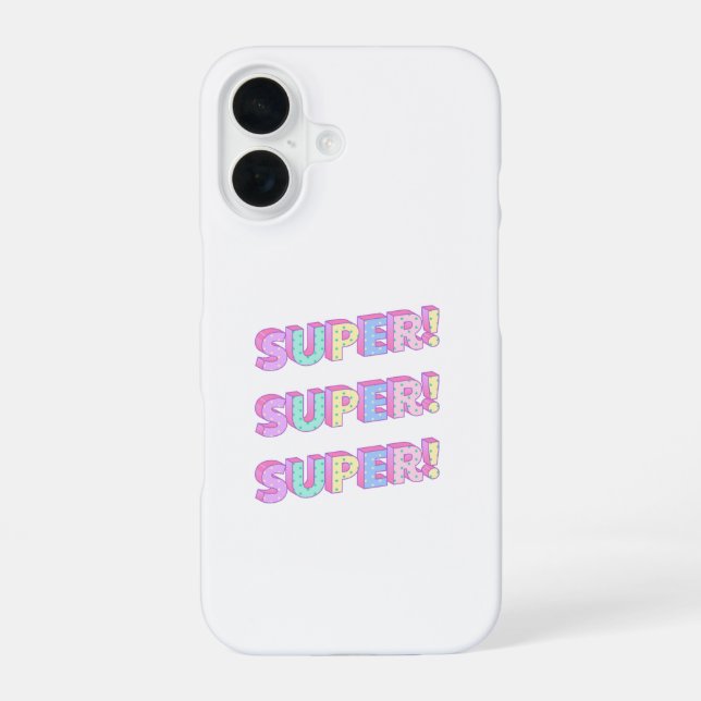 Coque iPhone 16 coques d'iphone avec le titre "SUPER" (Verso)