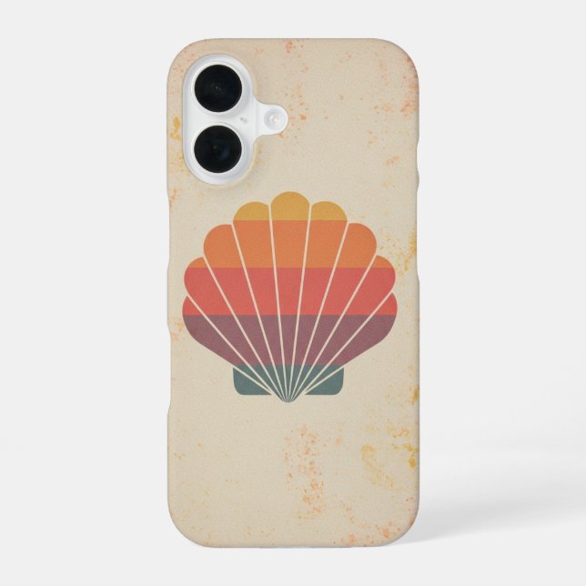 Coque iPhone 16 Coquillage stylisé rétro (Verso)