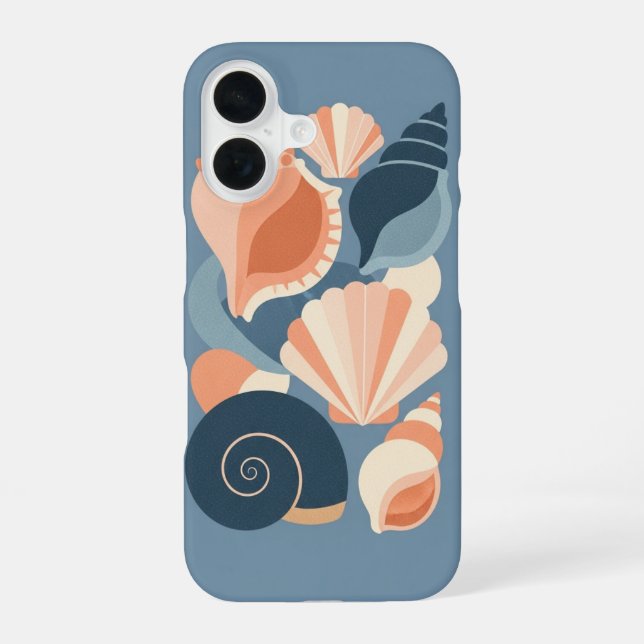Coque iPhone 16 Coquillage stylisé vintage (Verso)