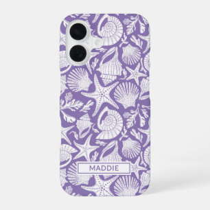 Coque iPhone 16 Coquilles Violettes Personnalisées