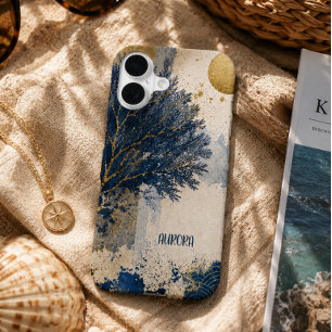 Coque iPhone 16 Corail Bleu Personnalisé