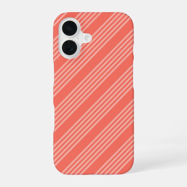 Coque iPhone 16 Corail vivant cinq bandes motif (Verso)