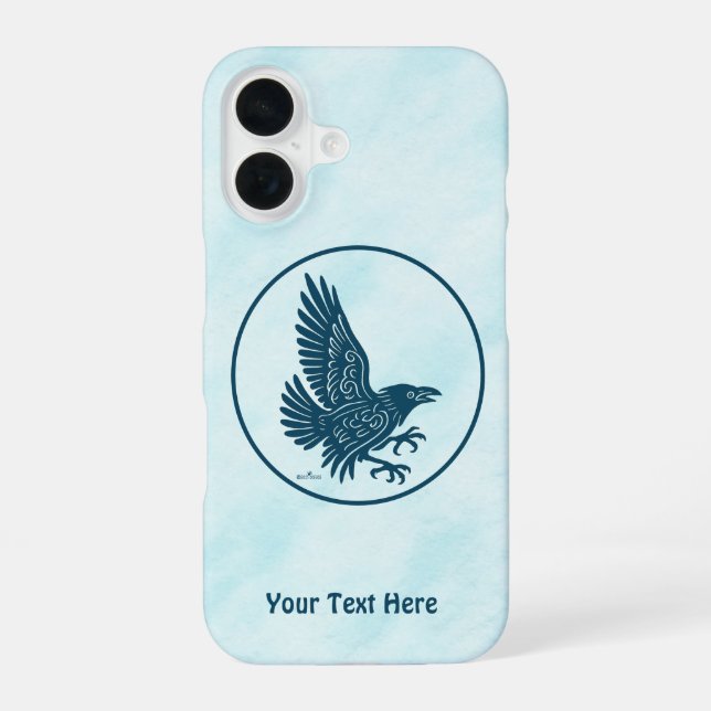 Coque iPhone 16 Corbeau bleu dansant (Verso)