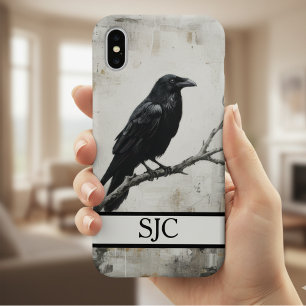 Coque iPhone 16 Corbeau Lunatique Monogramme Académie Sombre