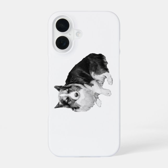 Coque iPhone 16 Corgi silencieux la nuit (Verso)