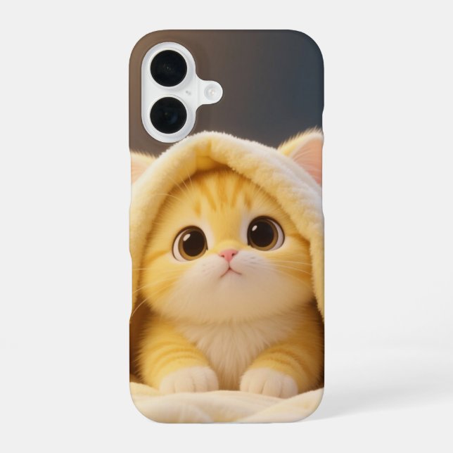 Coque iPhone 16 Cosy Kawaii Cat Téléphone (Verso)