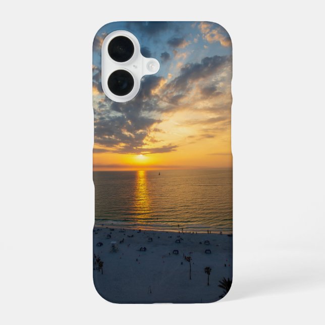 Coque iPhone 16 Coucher de soleil à Clearwater Beach (Verso)
