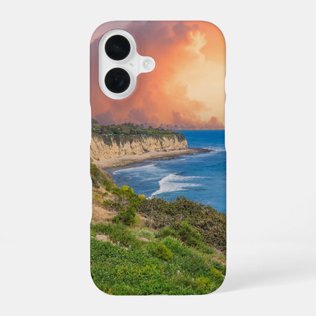 Coque iPhone 16 Coucher de soleil à Point Dume à Malibu (Verso)