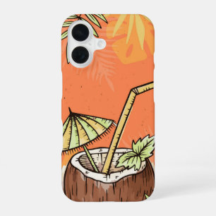 Coque iPhone 16 Coucher de soleil de coco de sippon tropical