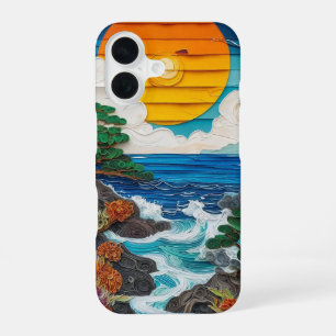 Coque iPhone 16 Coucher de soleil esthétique sur l'océan en été, p