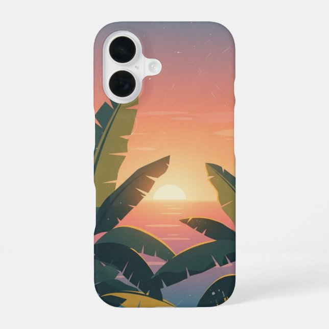 Coque iPhone 16 Coucher de Soleil Tropical Vintage (Verso)