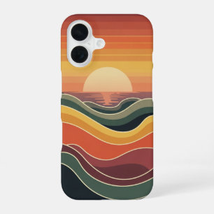 Coque iPhone 16 Coucher de soleil vintage sur la côte