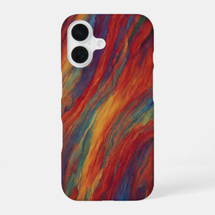 Coque iPhone 16 Coulée de peinture à l'huile abstraite rouge et or
