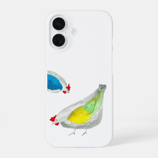 Coque iPhone 16 Couleur d'eau des poulets mignons (Verso)