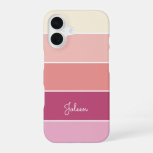 Coque iPhone 16 Couleur d'été personnalisée rose Bandes