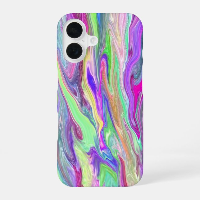 Coque iPhone 16 Couleur Liquide Abstraite Bleu Vert  (Verso)