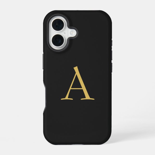 Coque iPhone 16 Couleur Or Gris Monogramme Professionnel (Verso)
