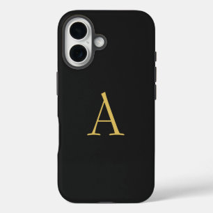 Coque iPhone 16 Couleur Or Gris Monogramme Professionnel