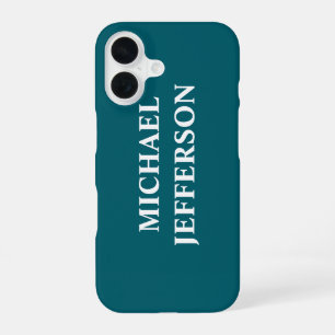 Coque iPhone 16 Couleur Turquoise foncé clair Nom personnalisé per
