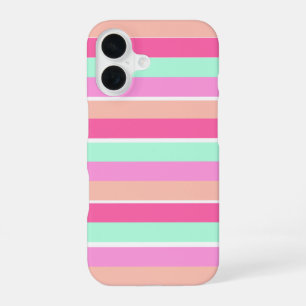 Coque iPhone 16 Couleurs de bonbons rayées