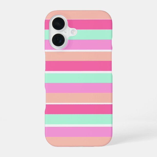 Coque iPhone 16 Couleurs de bonbons rayées (Verso)