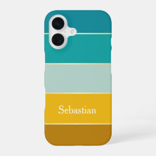 Coque iPhone 16 Couleurs d'été personnalisées Bandes de blocs de c