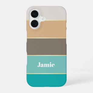 Coque iPhone 16 Couleurs d'été personnalisées Bandes de blocs de c