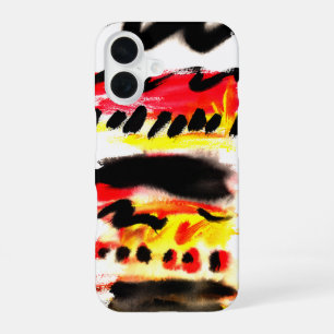 Coque iPhone 16 Couleurs fluides abstraites noires rouges jaunes a