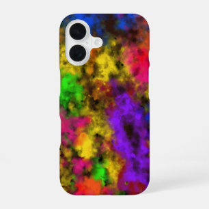 Coque iPhone 16 Couleurs Néon Acrylique Tache Éclaboussure Abstrai
