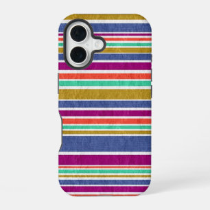 Coque iPhone 16 Couleurs Rétro Texturé Rayé
