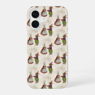 Coque iPhone 16 Couple de lapin vintage en vêtements victoriens