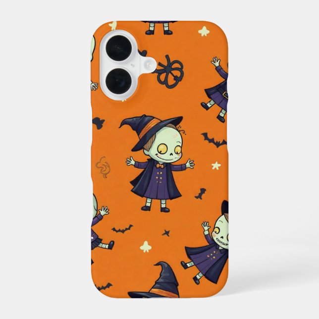 Coque iPhone 16 Coussin Halloween Chic ÉpoUVANTABLE - Festif et Ef (Verso)