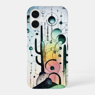 Coque iPhone 16 Couverture de monde de cactus surréaliste abstrait