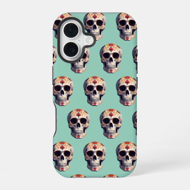 Coque iPhone 16 Crâne de Jour des Morts 2 (Verso)
